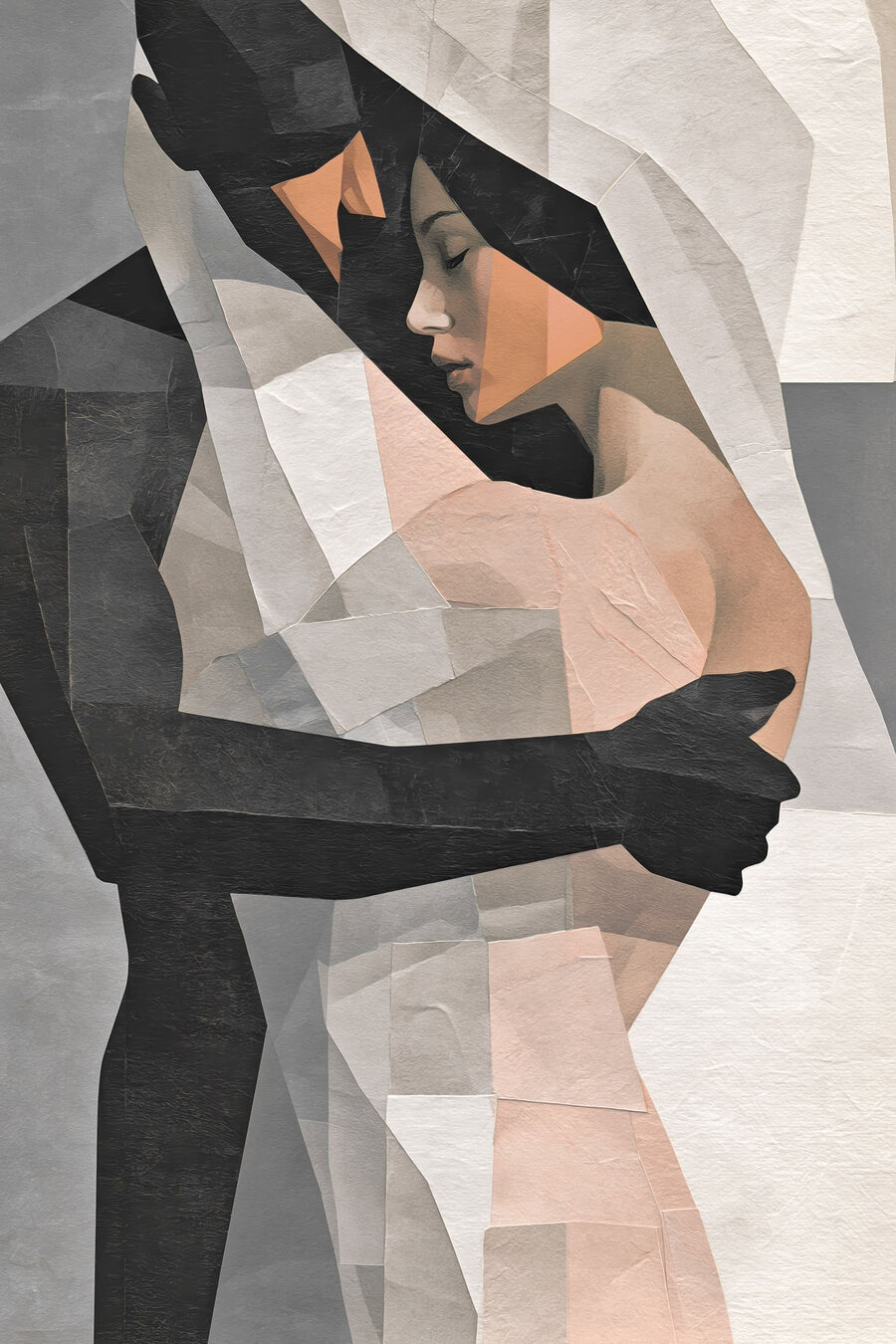 Umschlungenes Paar in Facetten — ganzes Design