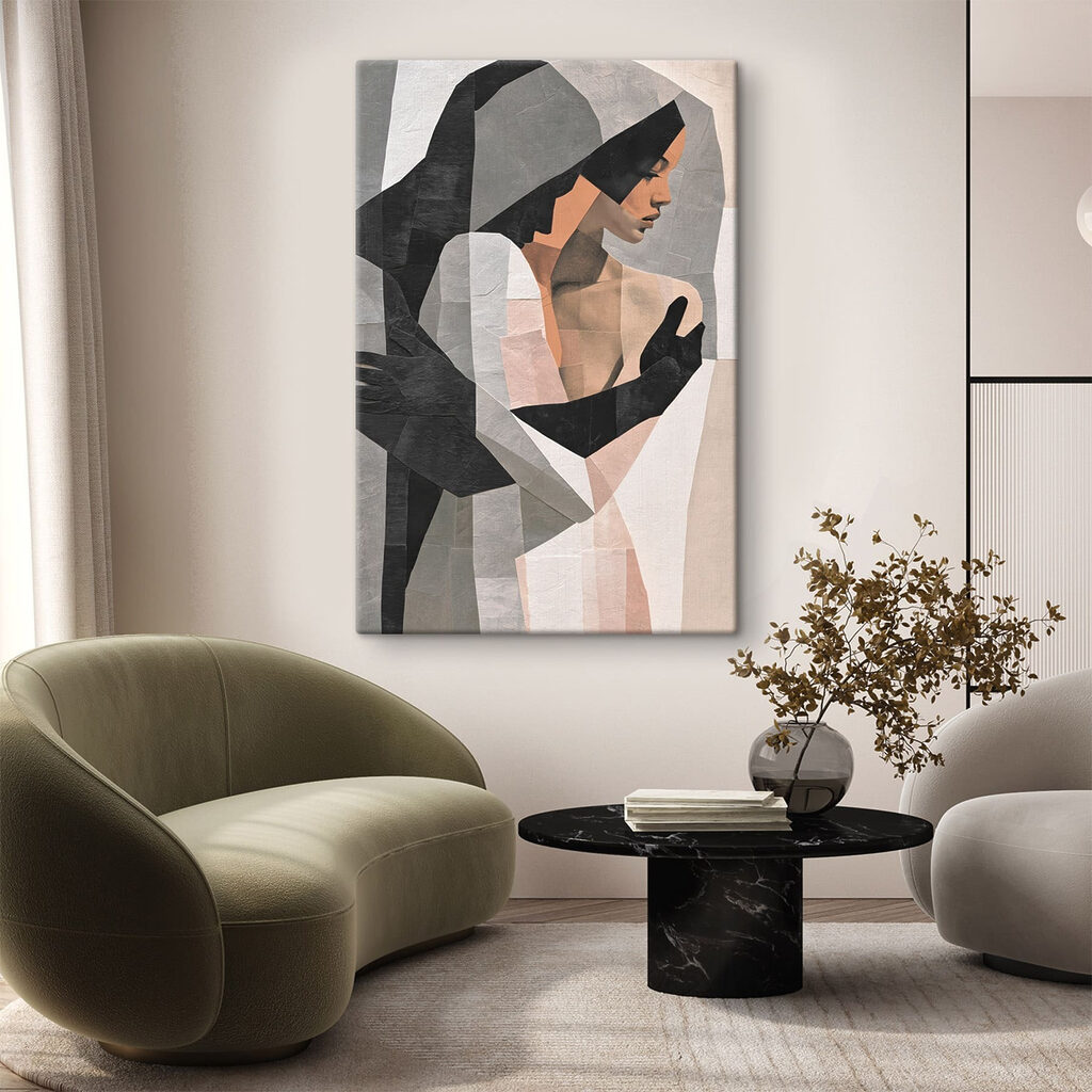 Frau in grauen Farbflächen — Interieur 1