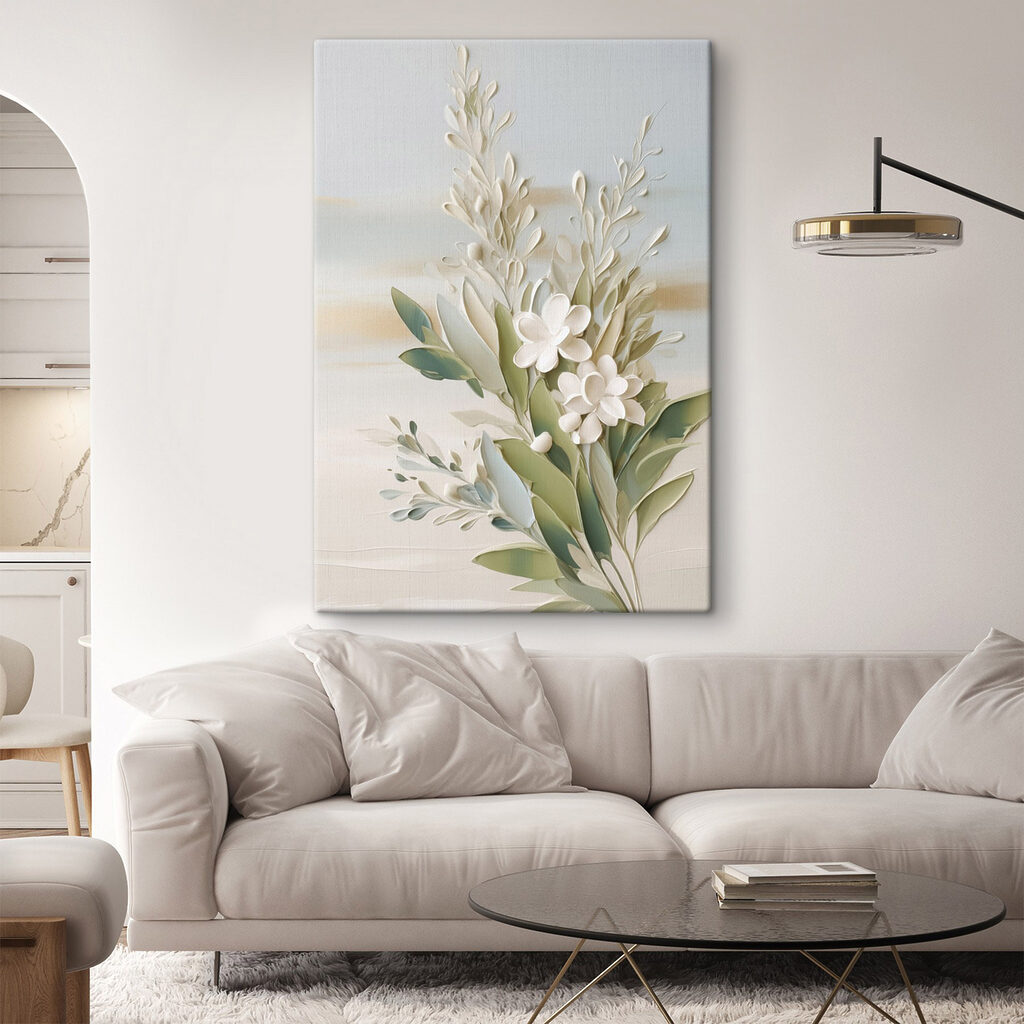 Weiße Blüten mit Olivenzweigen — Interieur 2