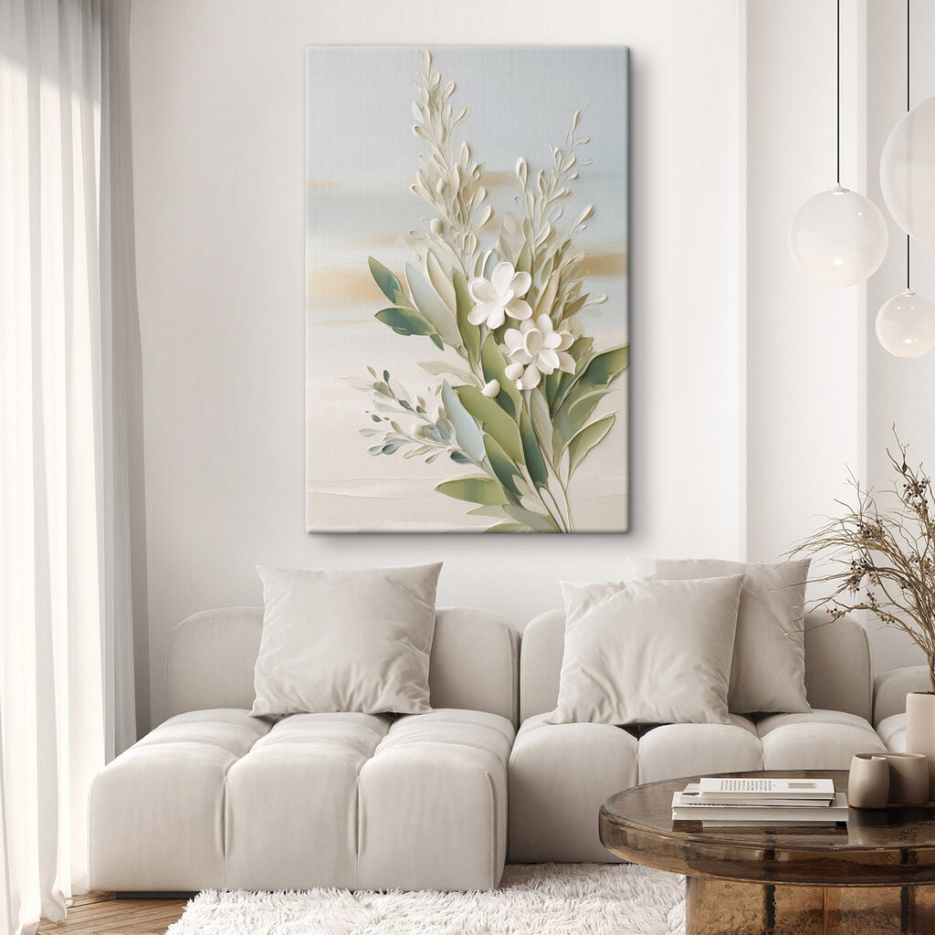 Weiße Blüten mit Olivenzweigen — Interieur 1