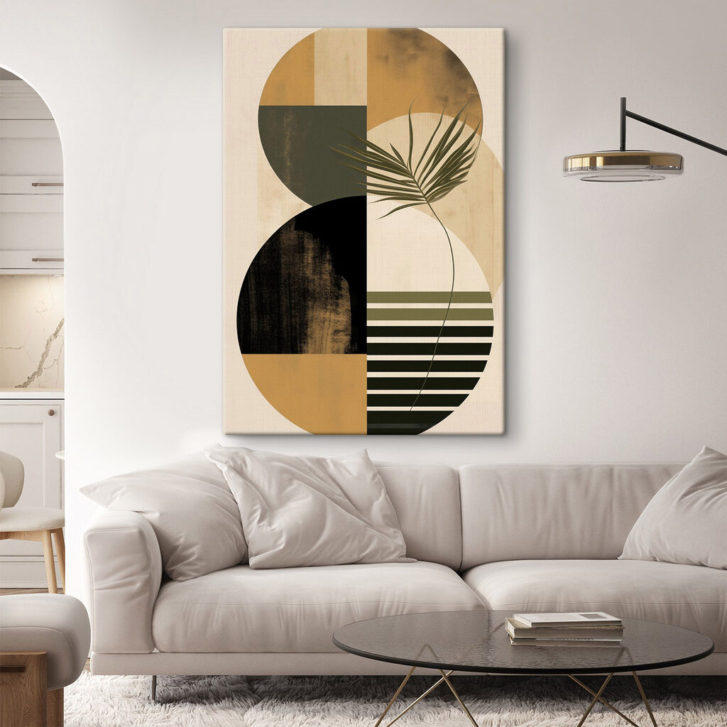 Palmblatt über gestreiften Flächen — Interieur 1