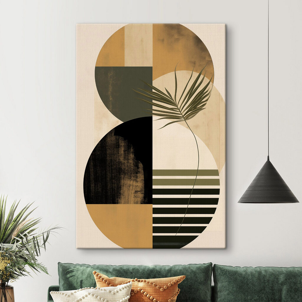 Palmblatt über gestreiften Flächen — Interieur 2