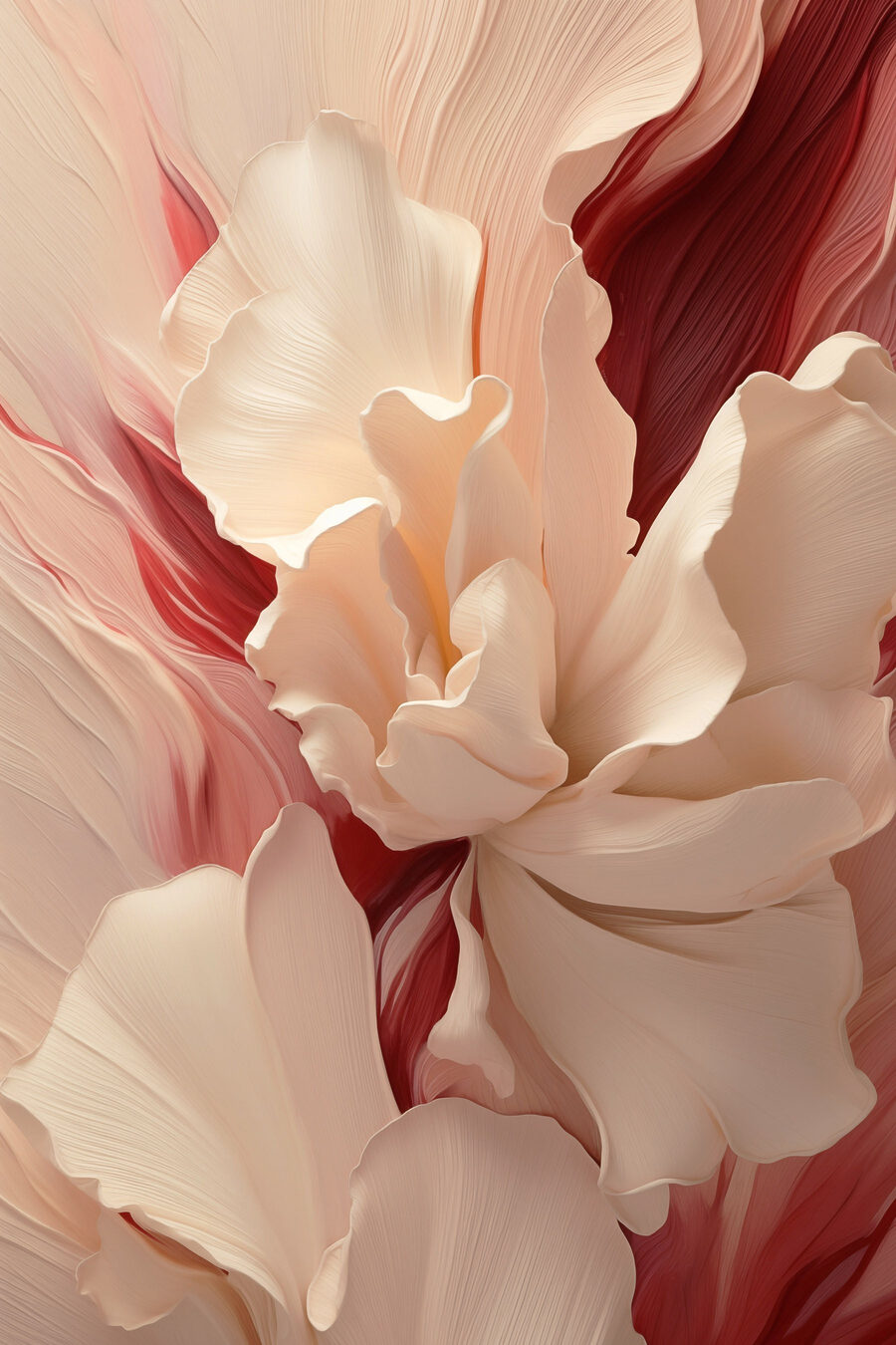 Blütenformen mit roter Tiefe — ganzes Design