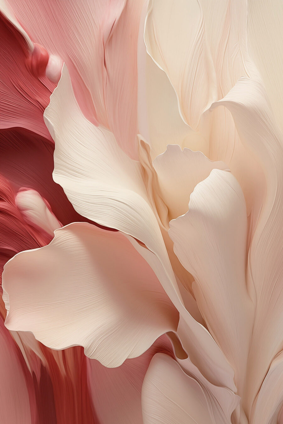 Cremeweiße Blüte in Rot — ganzes Design
