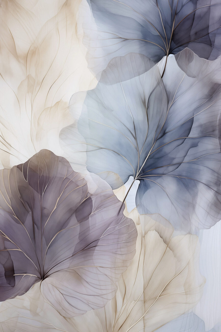 Runde Blätter in Blaugrau — ganzes Design