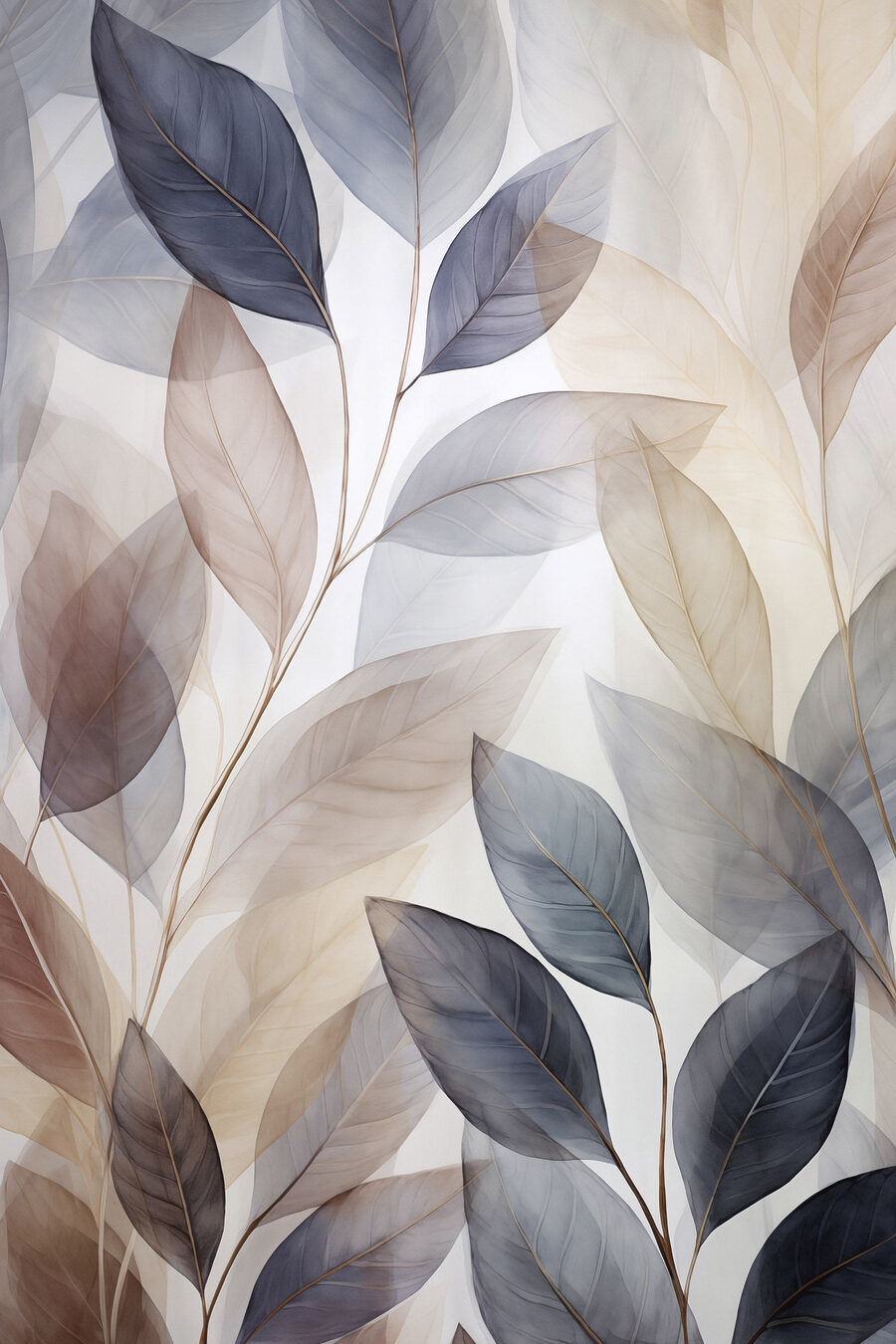 Transparente Blättchen an Zweigen — ganzes Design