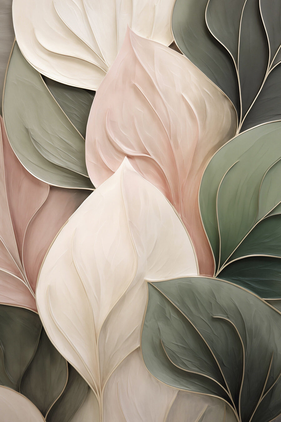 Breite Blätter in Pastell — ganzes Design