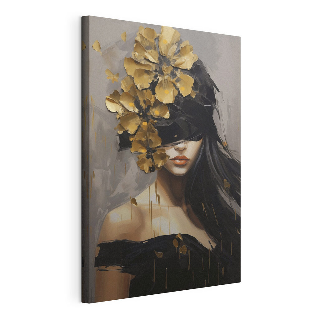 Goldblüten vor den Augen, gespannte Leinwand mit umlaufender Kante