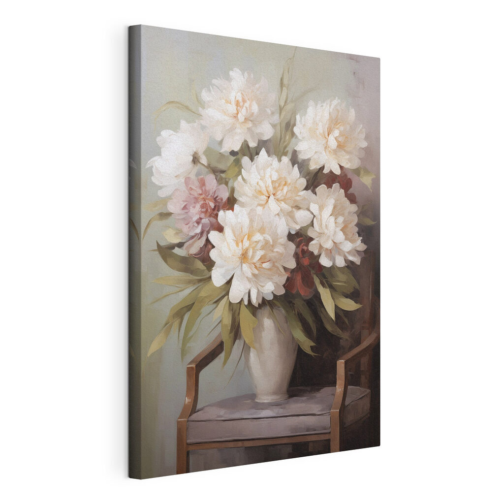 Blumenvase auf Holzstuhl — Produktansicht