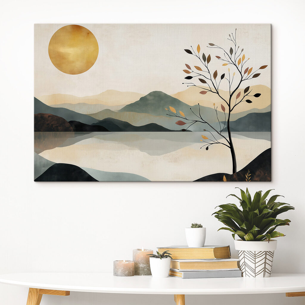 Baum vor gespiegelten Bergen — Interieur 1