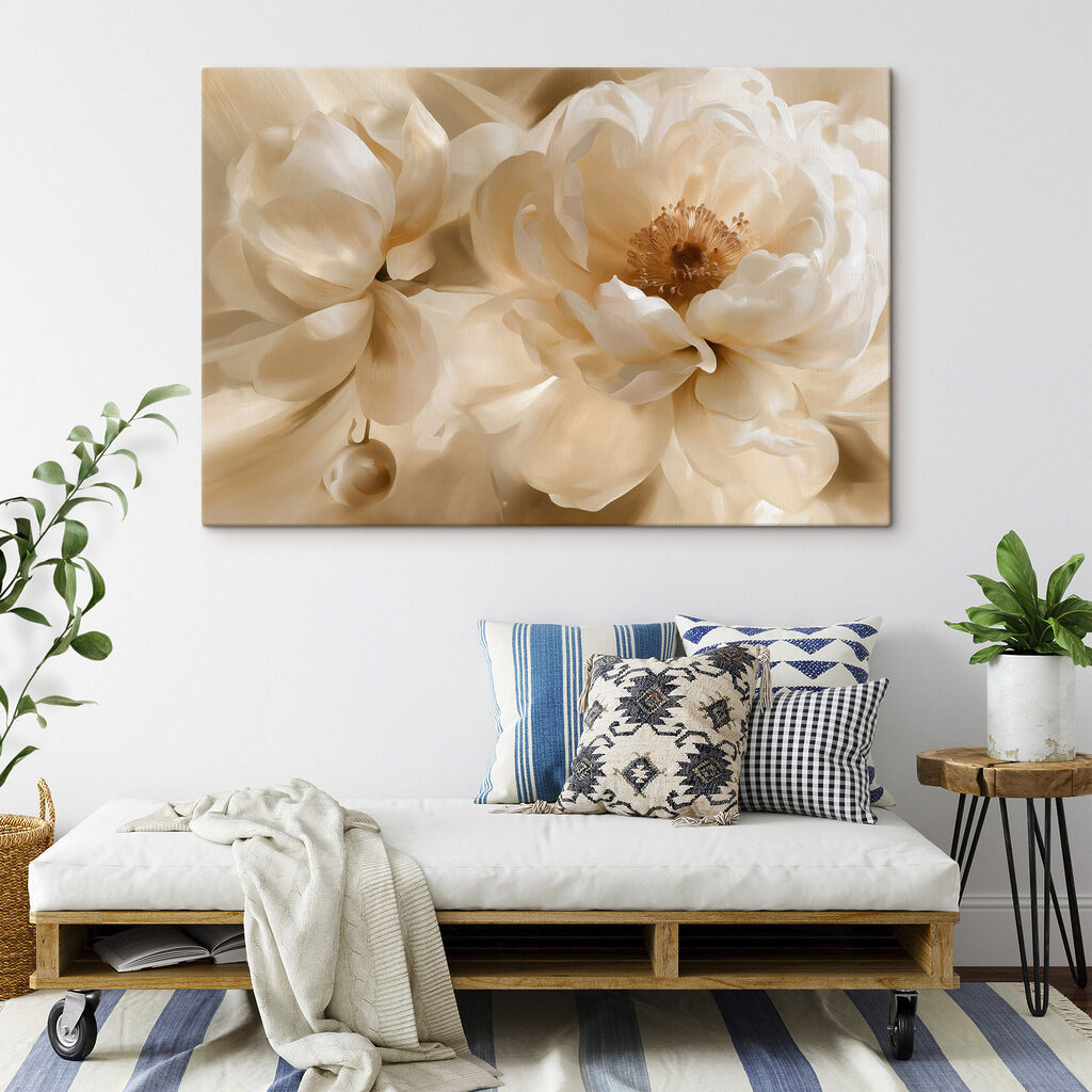 Cremeweiße Pfingstrosen ganz nah — Interieur 2