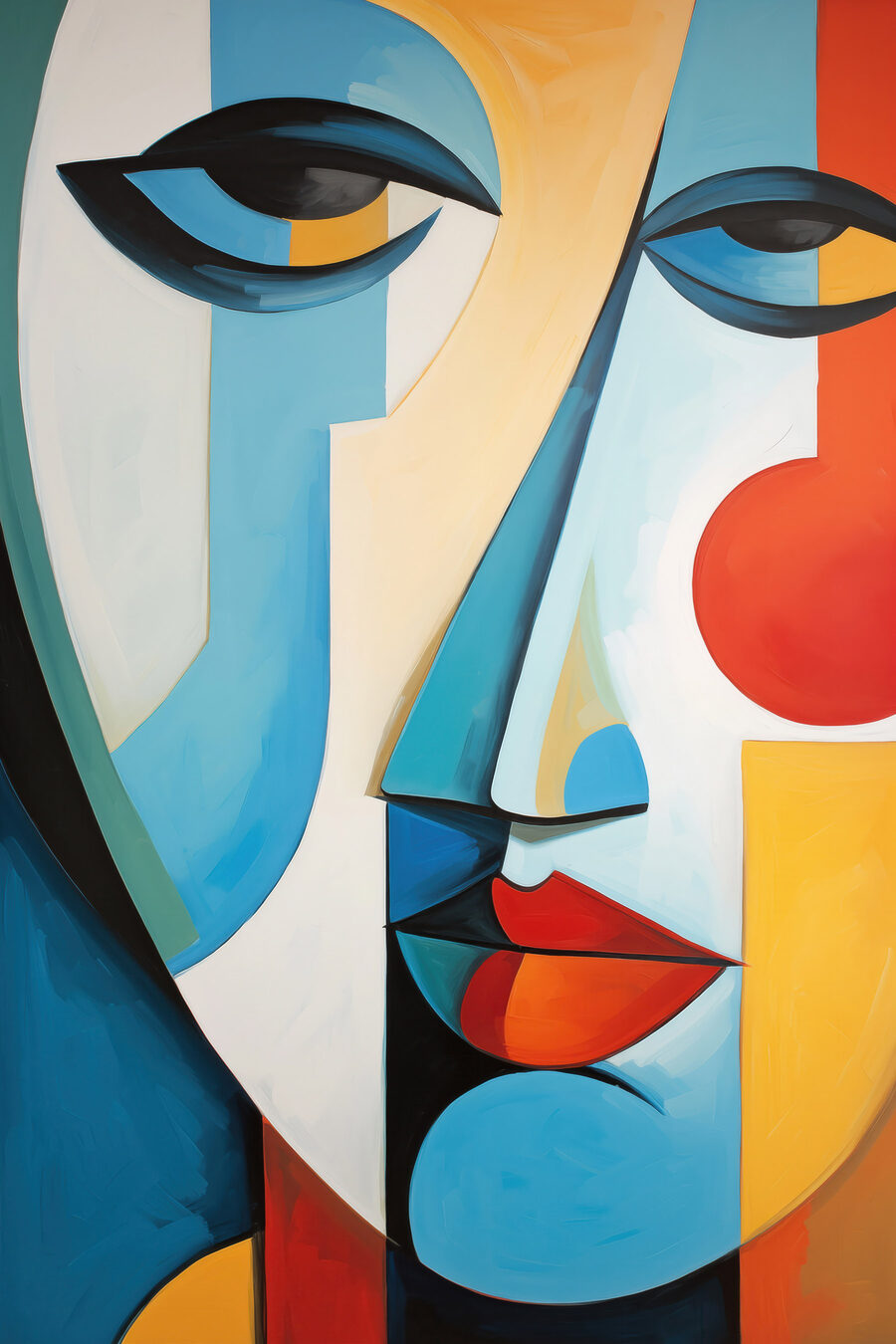 Buntes Gesicht, offene Augen — ganzes Design