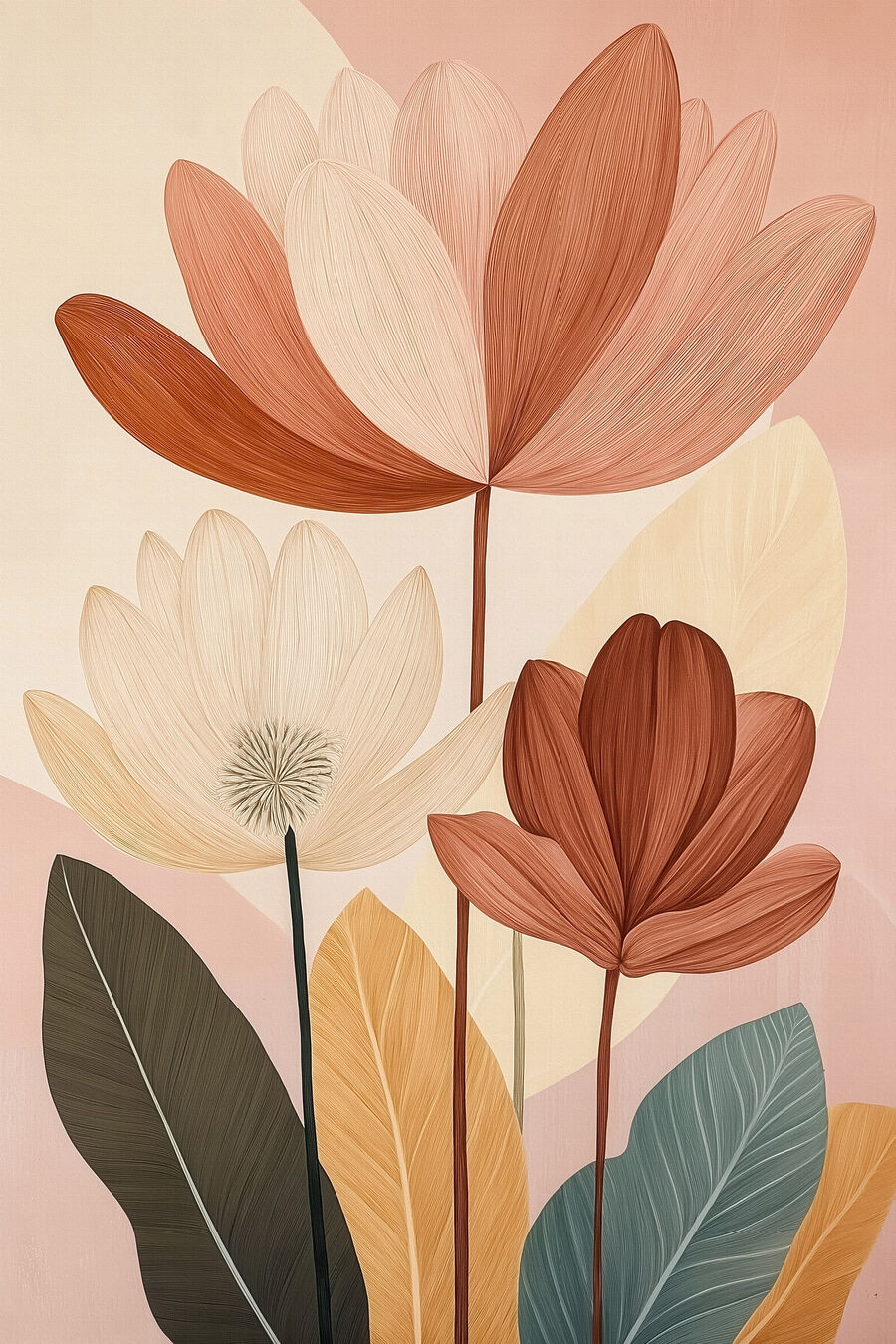 Blumen in Rostbraun — ganzes Design