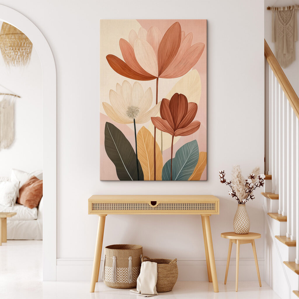 Blumen in Rostbraun in einem Interieur