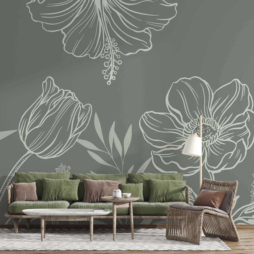 Zart gezeichnete Blumen — Interieur 1