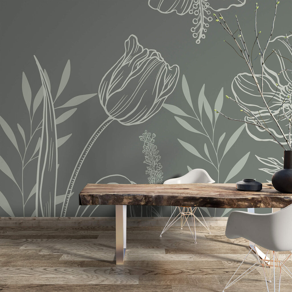 Zart gezeichnete Blumen — Interieur 2