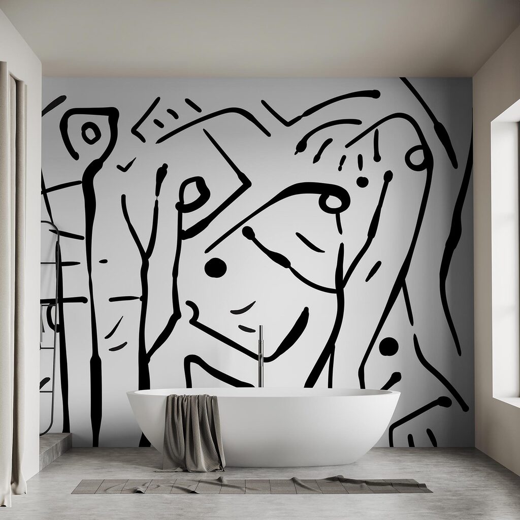 Menschen in losen Linien in einem Interieur