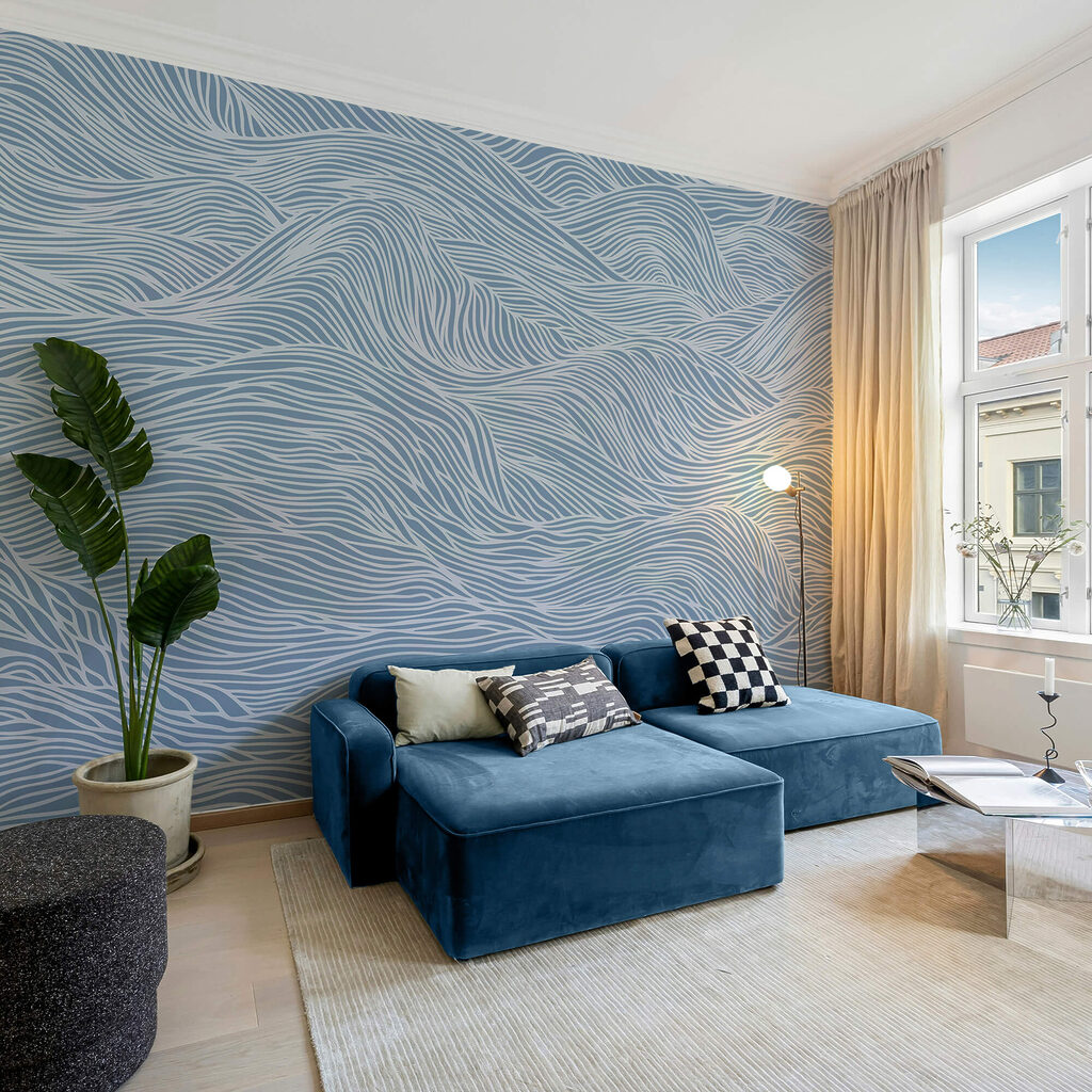 Endlose feine Wellenlinien in einem Interieur