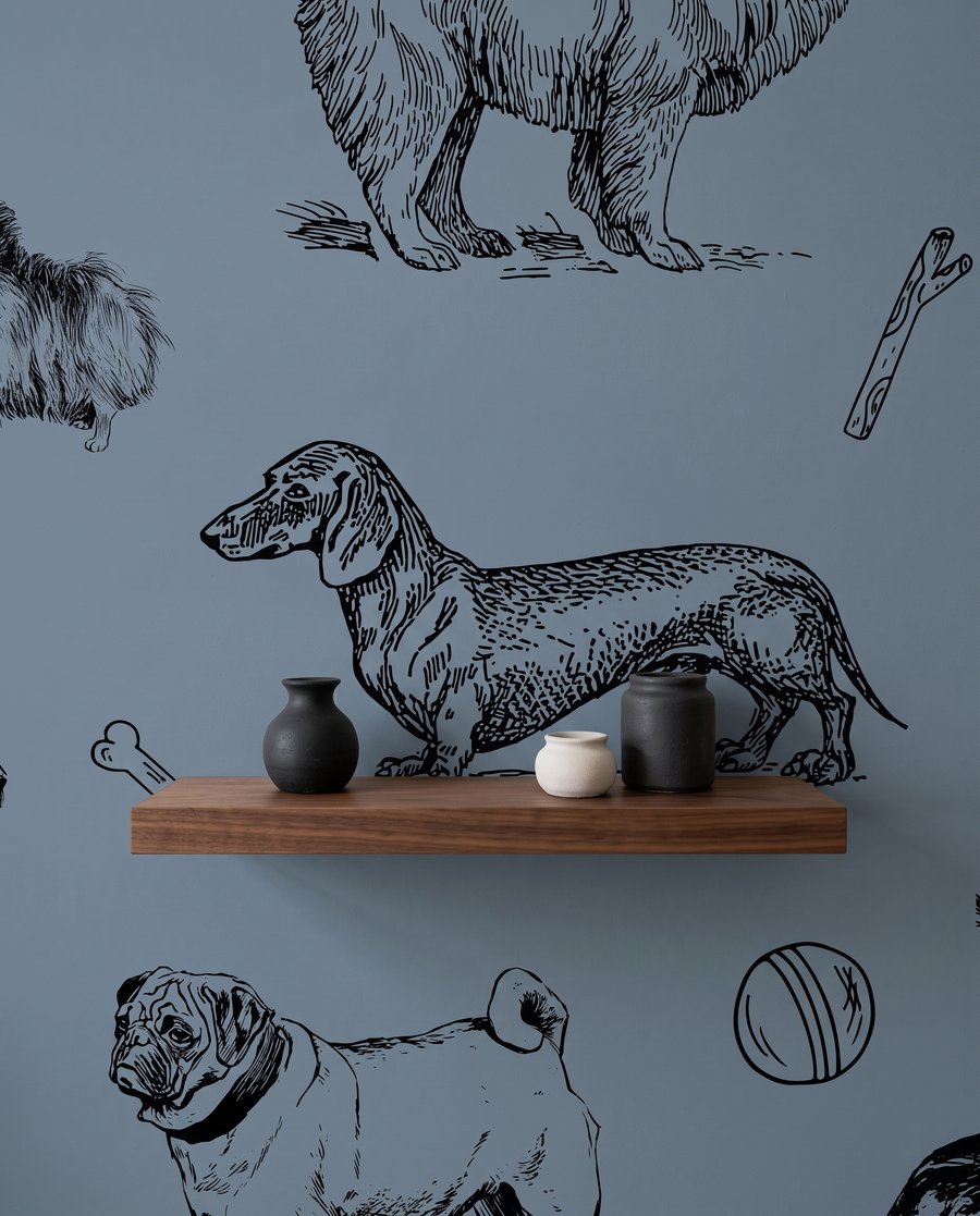 Hunde in feinen Federstrichen — Detail