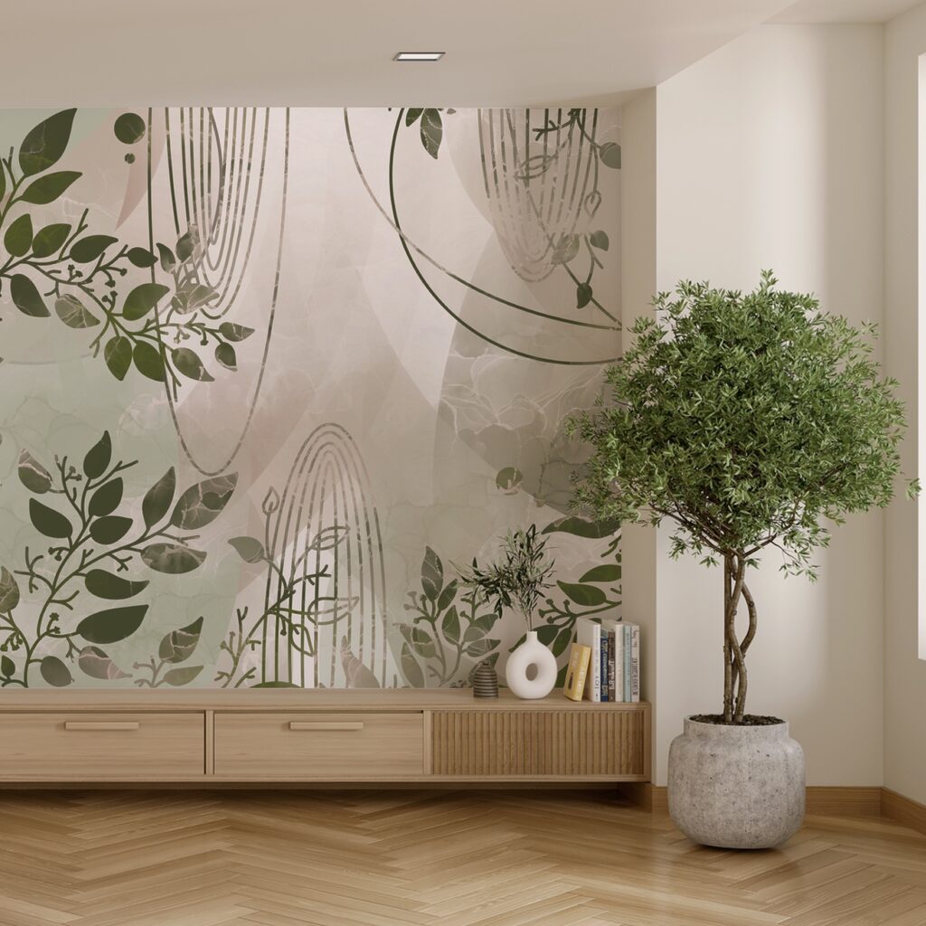 Zweige zwischen grafischen Bögen — Interieur 2