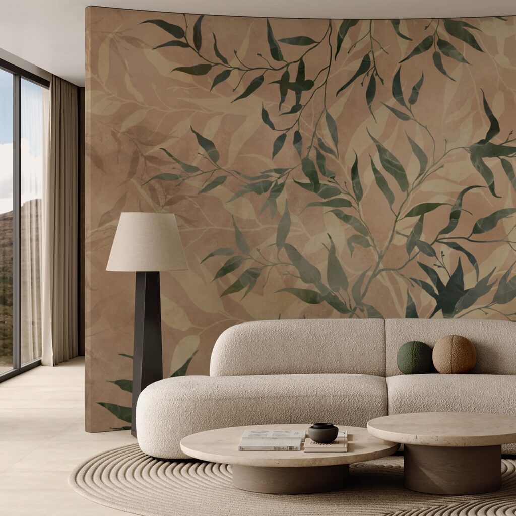 Zweiglein und Blätter in einem Interieur