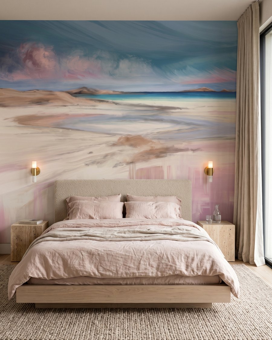 Rosa Licht am Meer in einem Interieur