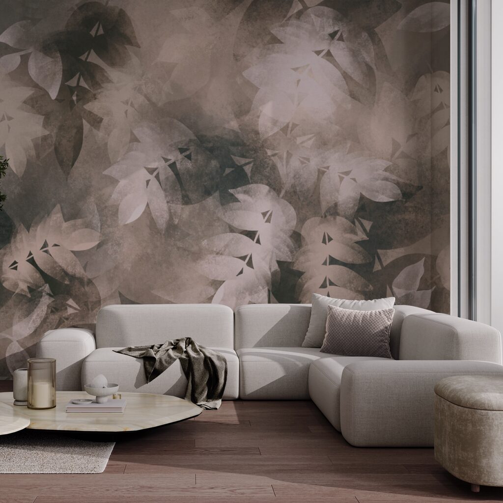 Sanft verwischte Blätter in einem Interieur