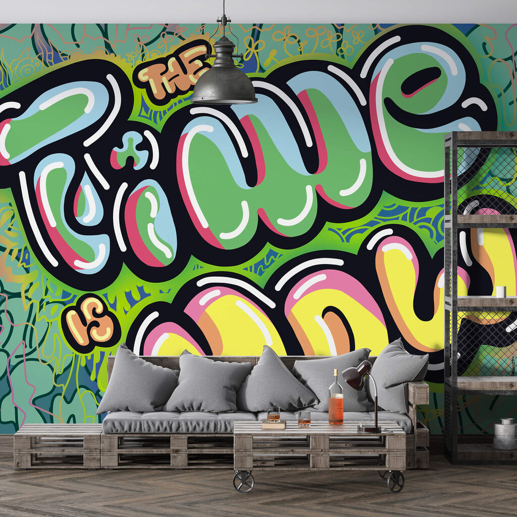 Buntes Graffiti auf Grün — Interieur 2