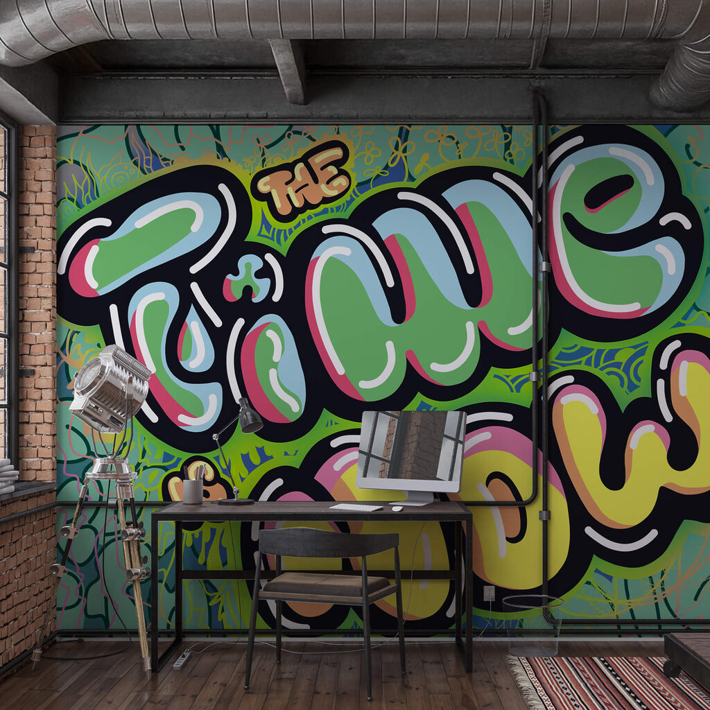 Buntes Graffiti auf Grün — Interieur 3
