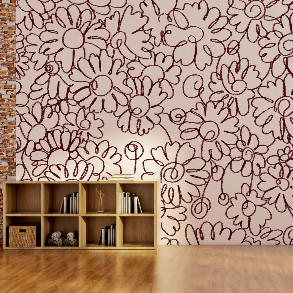 Blumen aus einer Linie in einem Interieur