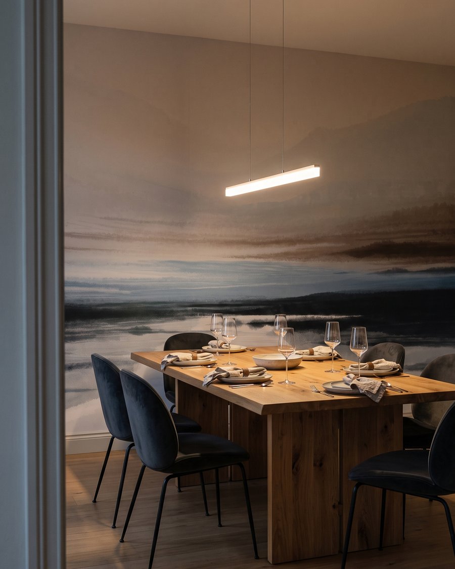 Spiegelung in sanften Strichen in einem Interieur