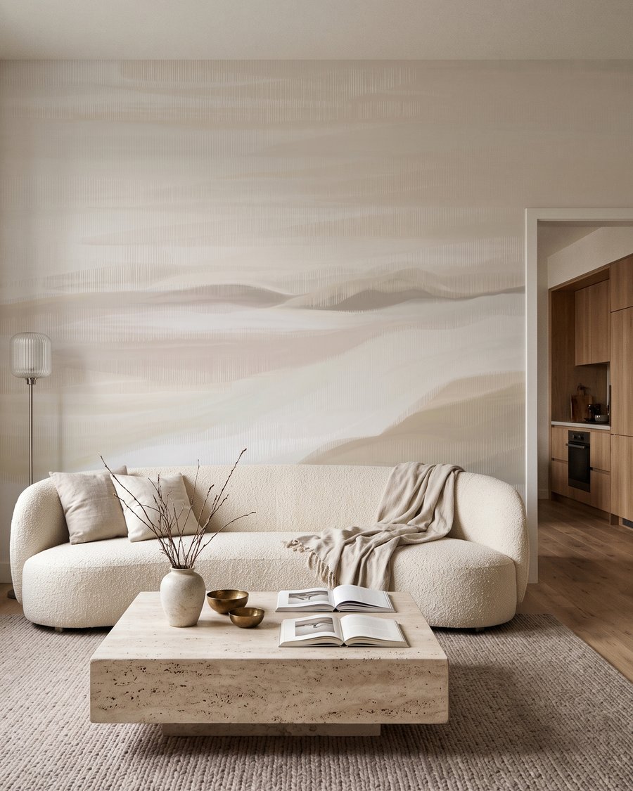 Breite Striche am Horizont in einem Interieur
