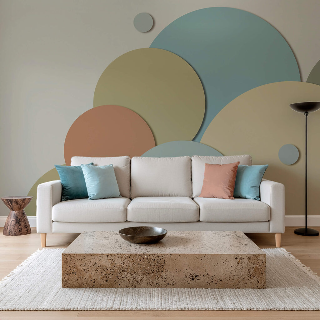 Kreise in gedämpften Farben in einem Interieur