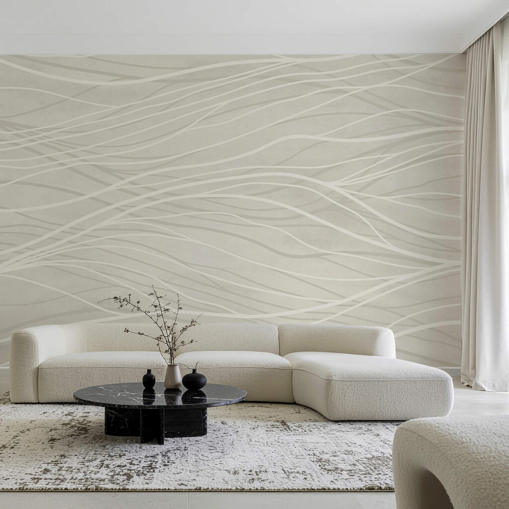 Netz aus hellen Linien in einem Interieur
