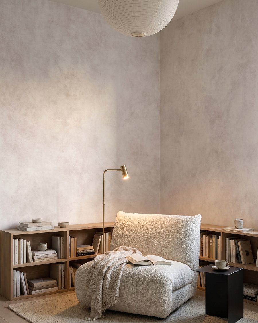 Hauch von rosa Nebel in einem Interieur