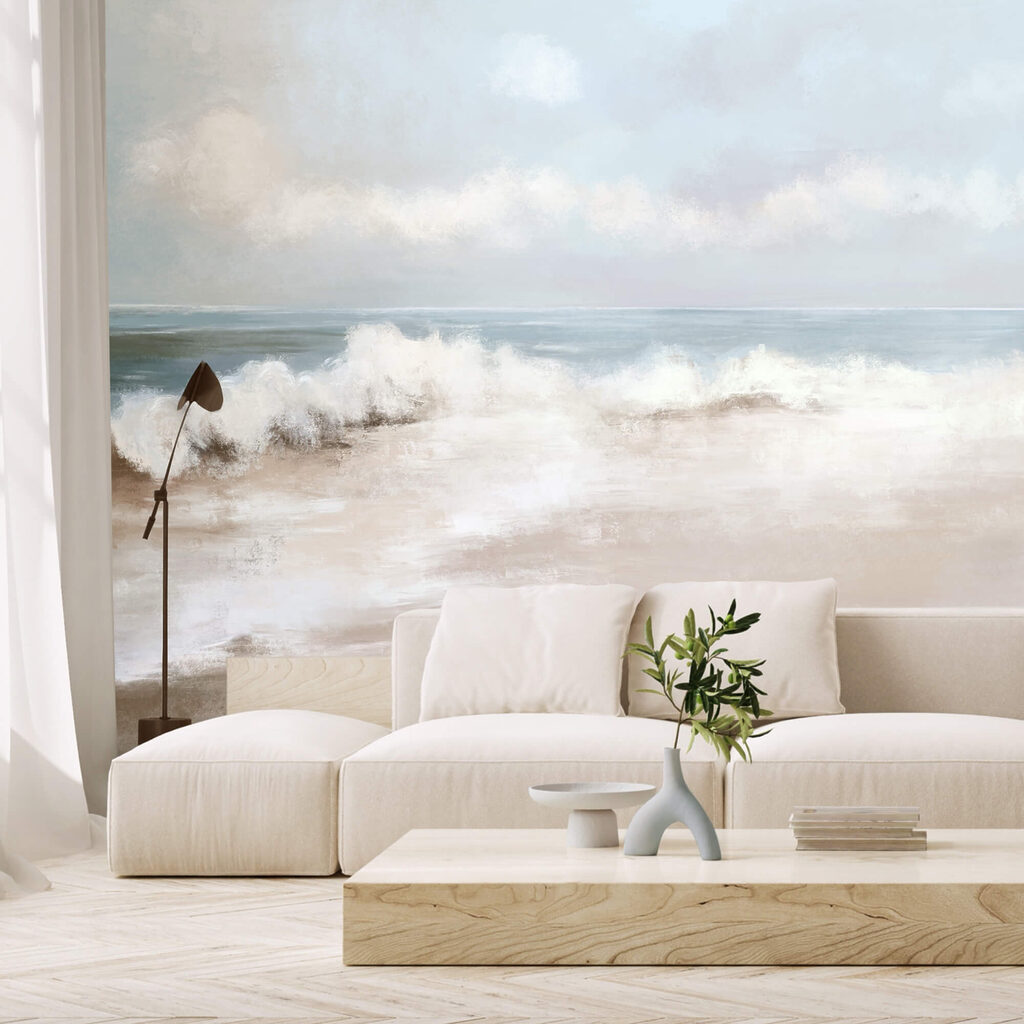 Wellen am Sandstrand in einem Interieur