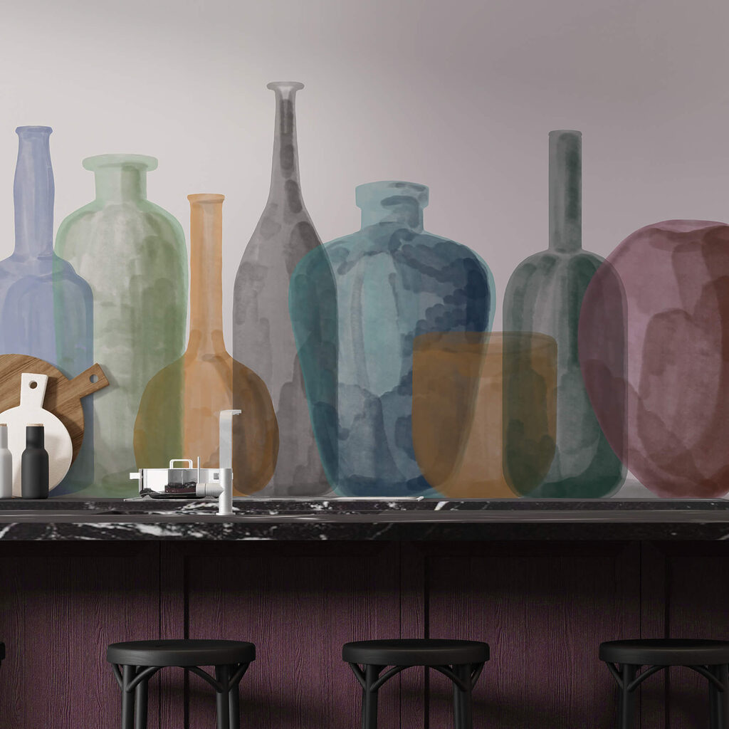 Flaschen aus Glas in einem Interieur
