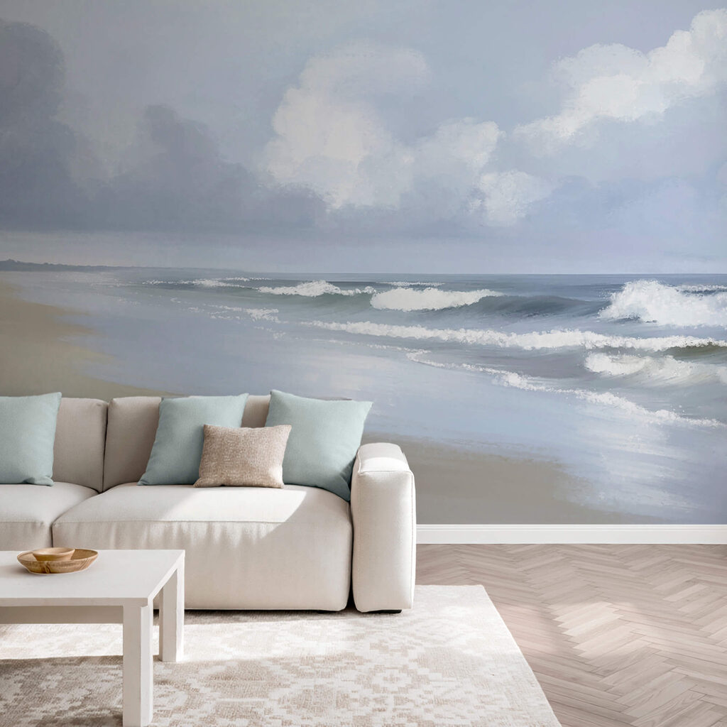Brandung unter blauem Himmel in einem Interieur