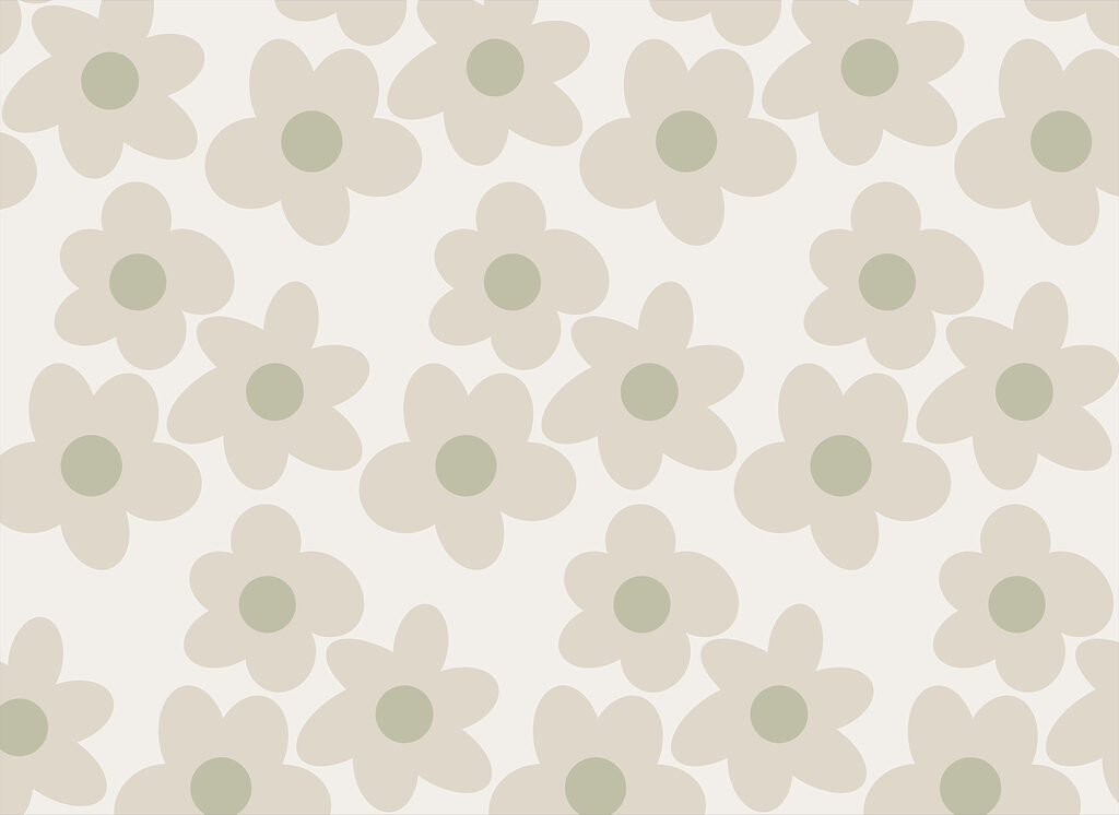 Fröhliche Blümchen auf Weiß — ganzes Design