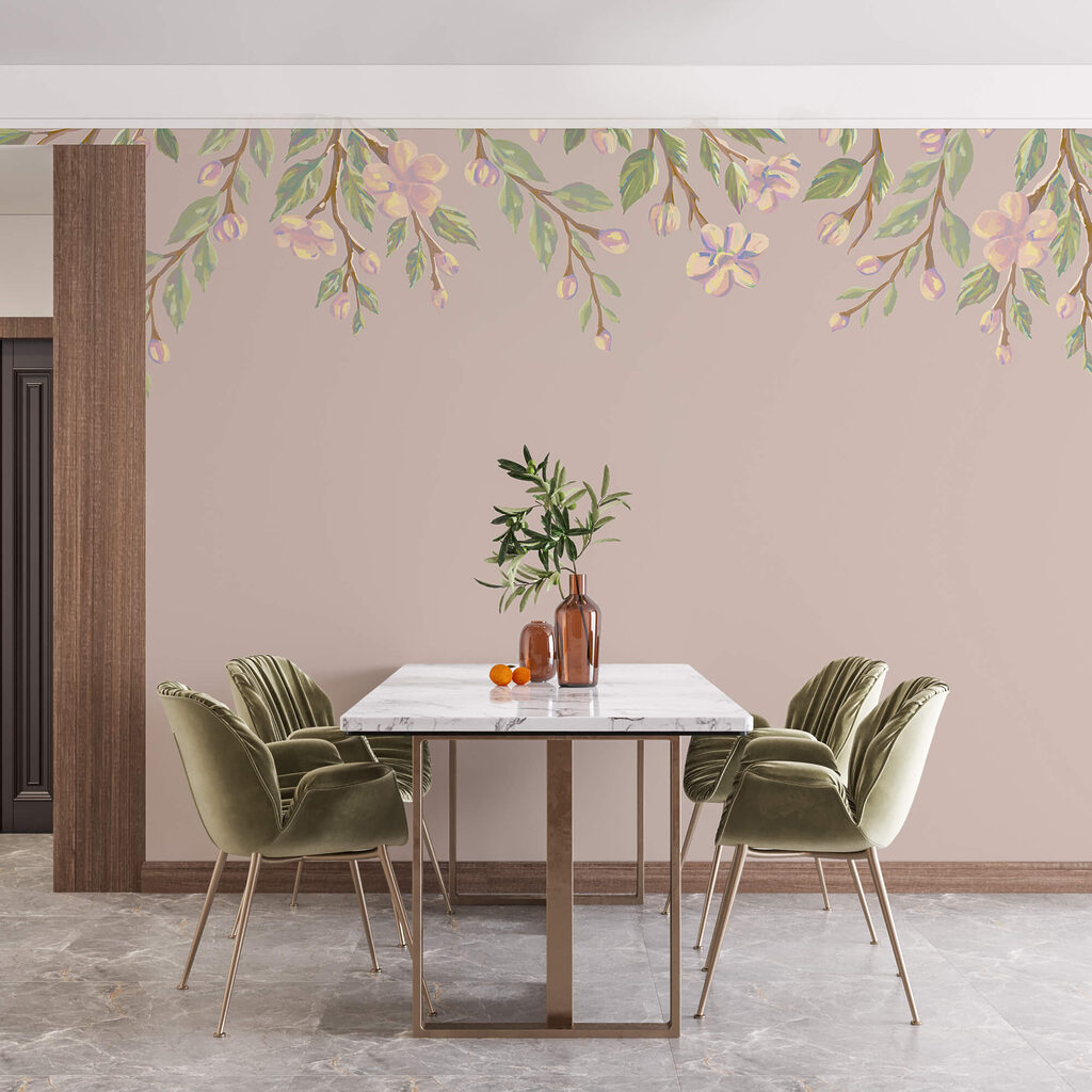 Zarter Blütenhimmel in einem Interieur