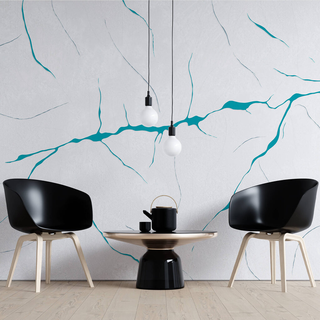 Feine Adern mit Farbakzenten in einem Interieur