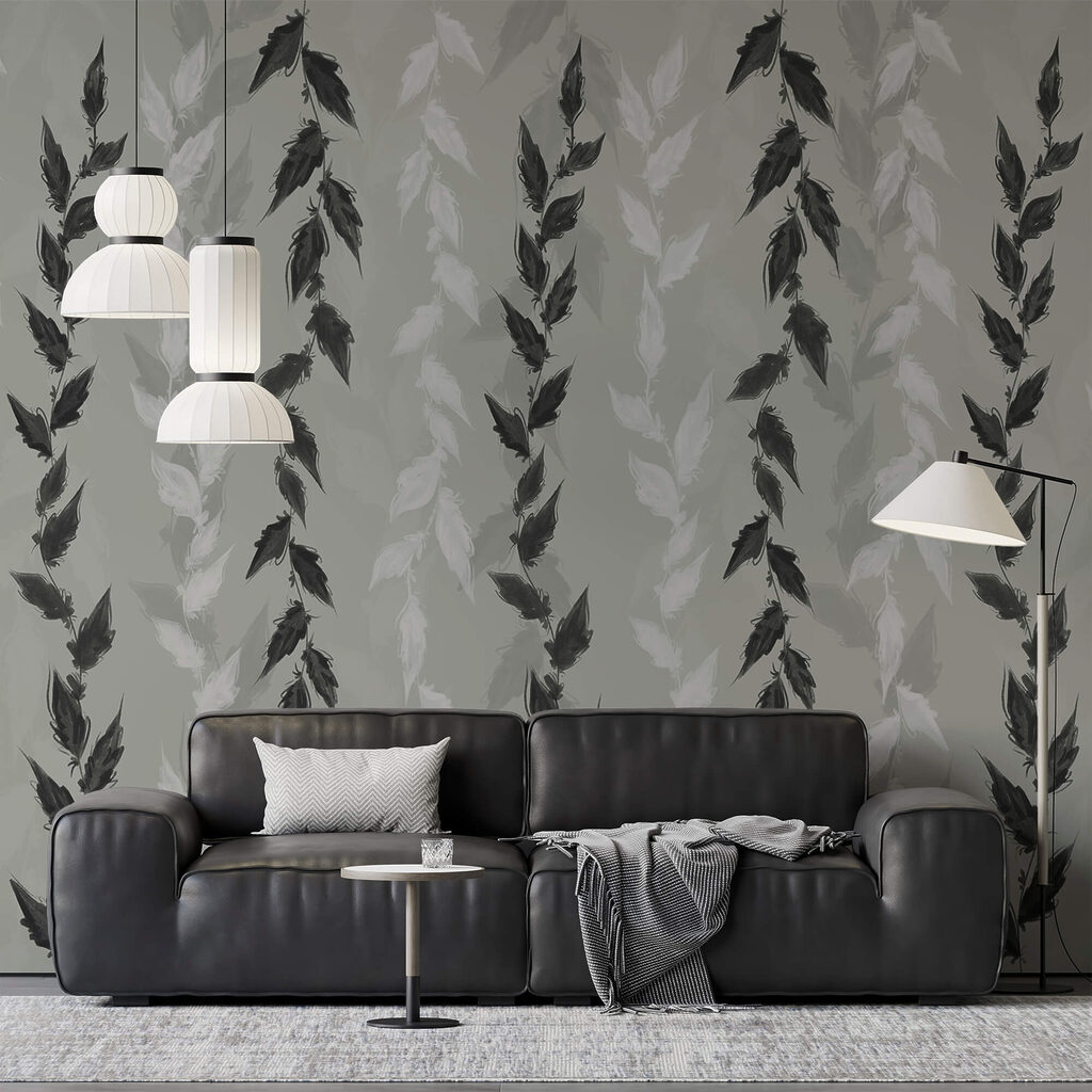 Blattzweige auf Grau — Interieur 1
