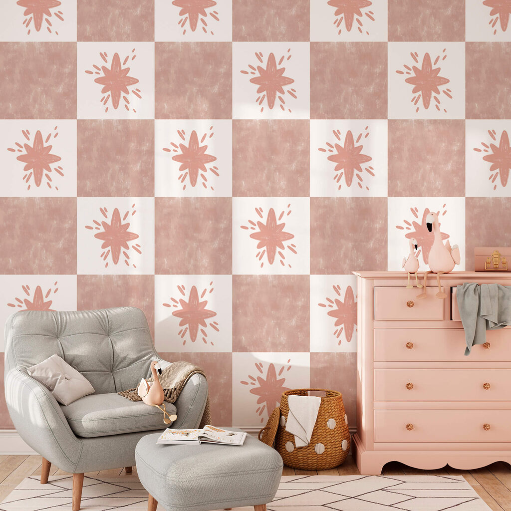 Rosa-weißes Schachbrett — Interieur 1
