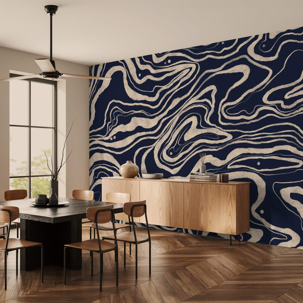 Wellen aus feinen Konturen in einem Interieur
