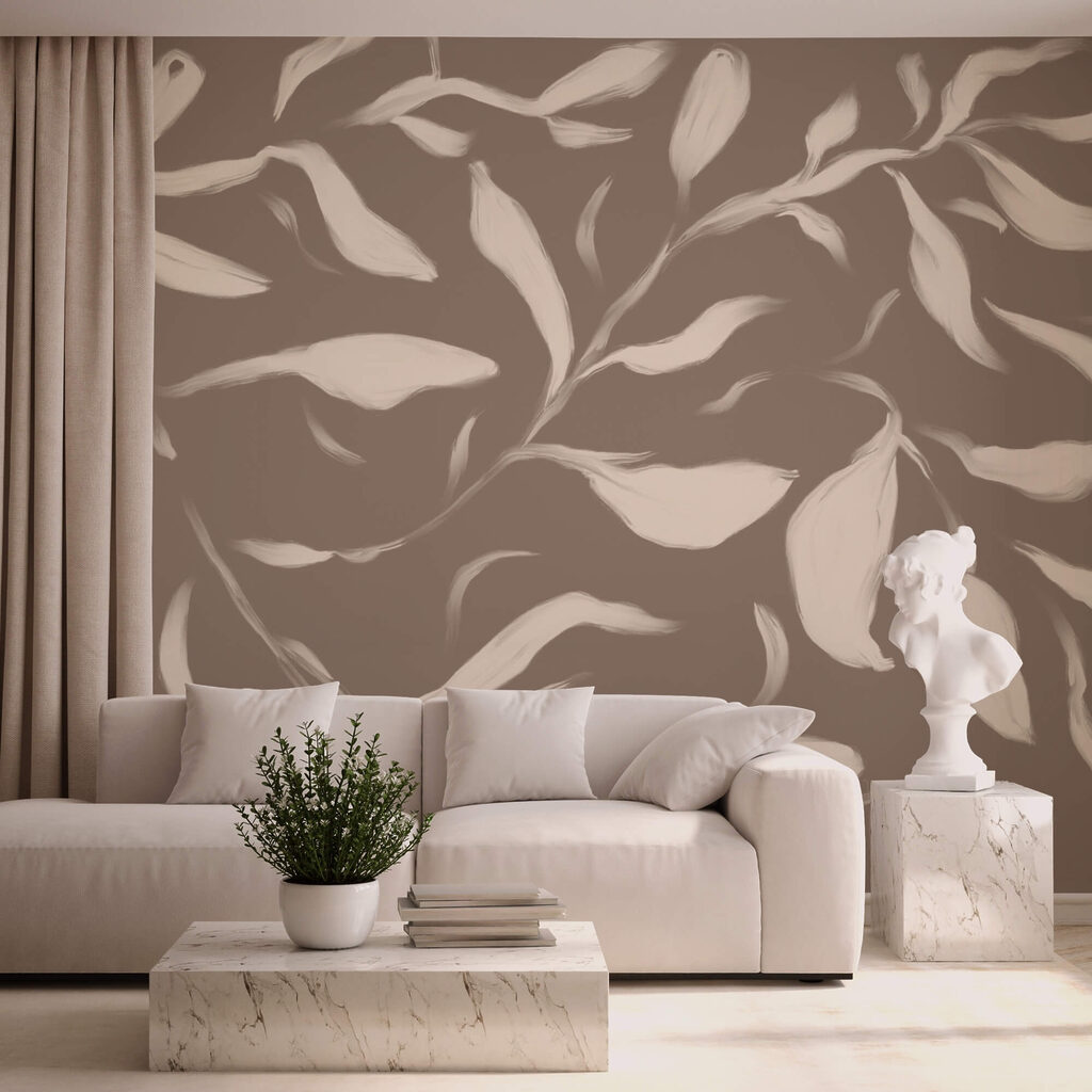 Fallende Blätter in einem Interieur