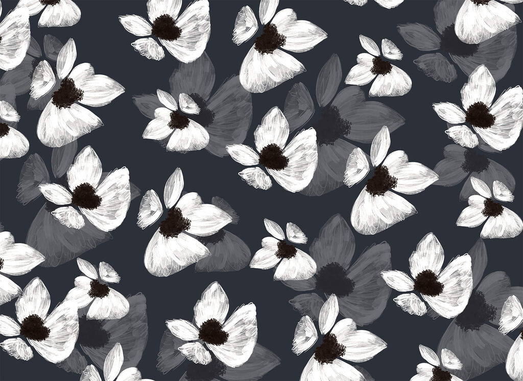 Wiederkehrende weiße Blüten — ganzes Design