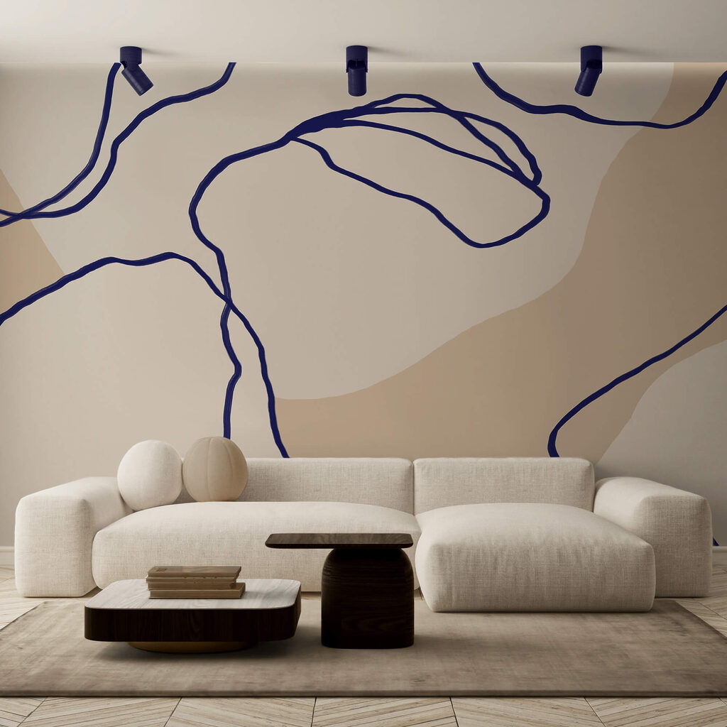 Linien über runden Flächen in einem Interieur