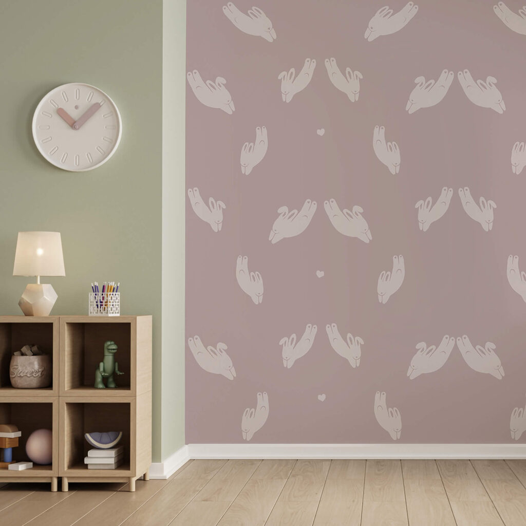Häschen und Herzchen in einem Interieur