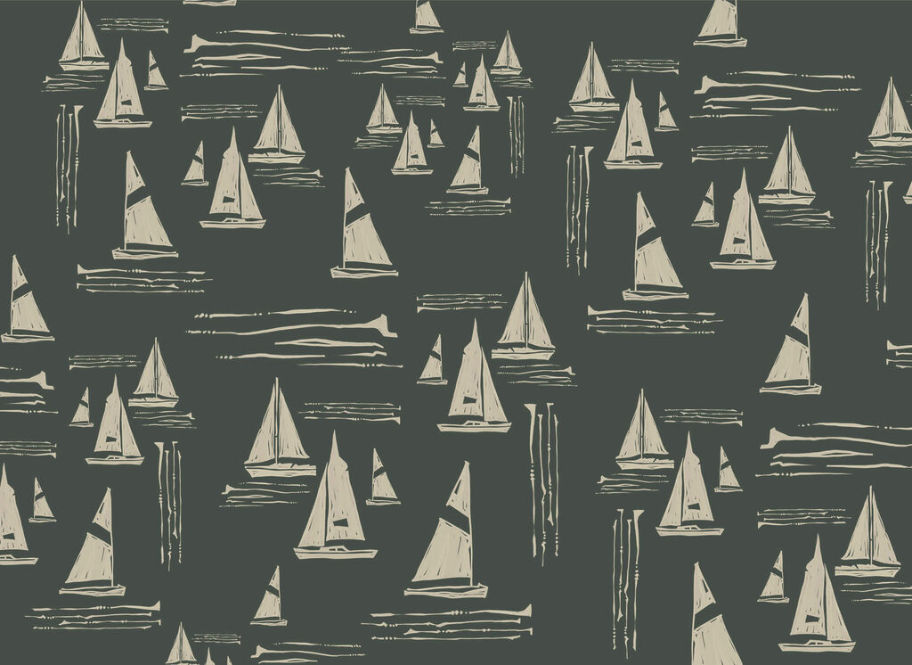 Segelboote auf dunklem Grund — ganzes Design
