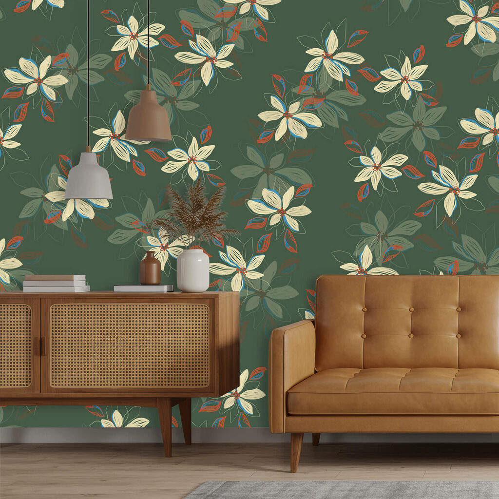 Weiße Blüten auf Grün — Interieur 2